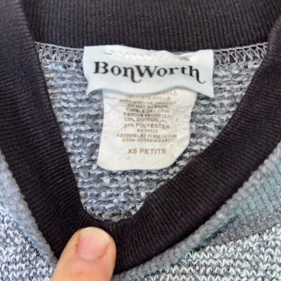Bonworth Books and Cats Gray Embroidered Sweatshirt Size XS Petite Cotton Poly - Picture 5 of 10